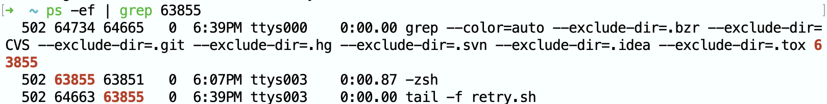 ps -ef grep tail